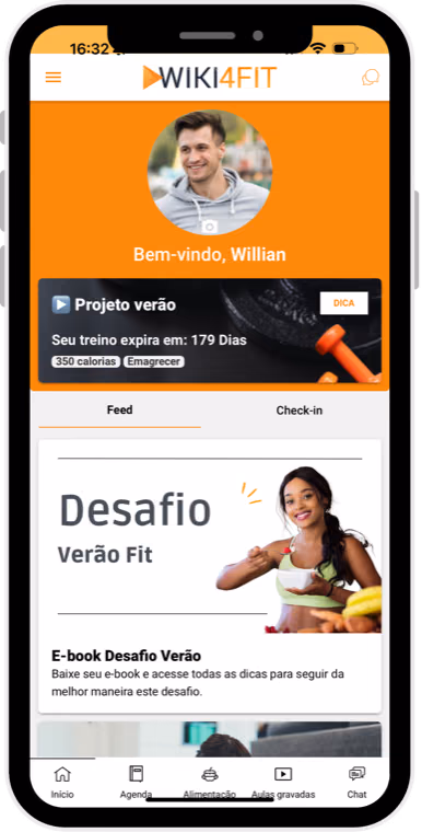 Tela inicial do app com a identidade Wiki4Fit